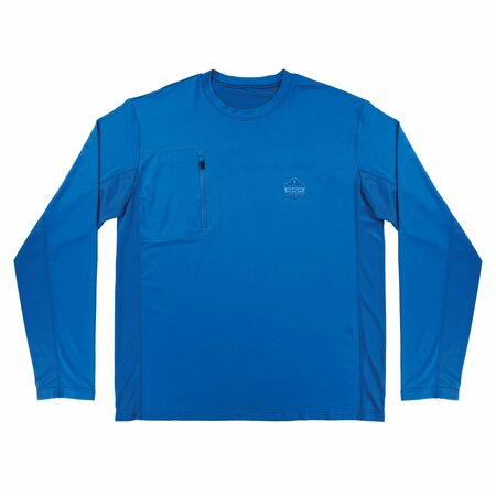 ERGODYNE Chill-Its 6689 Cooling Long Sleeve Sun Shirt with UV Protection, Large, Blue 12154